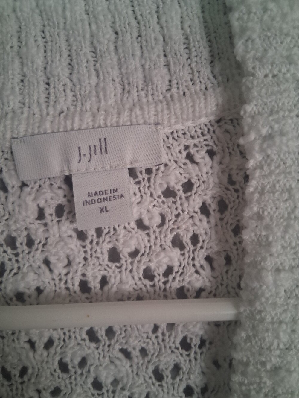 J Jill Open Knit Sweater Cardigan White Light Weight Cotton Blend XL - Picture 4 of 6